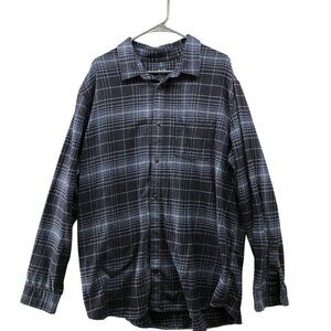 Gap Flannel Shirt Mens XXL Navy Blue Plaid Button Up Cotton Thick